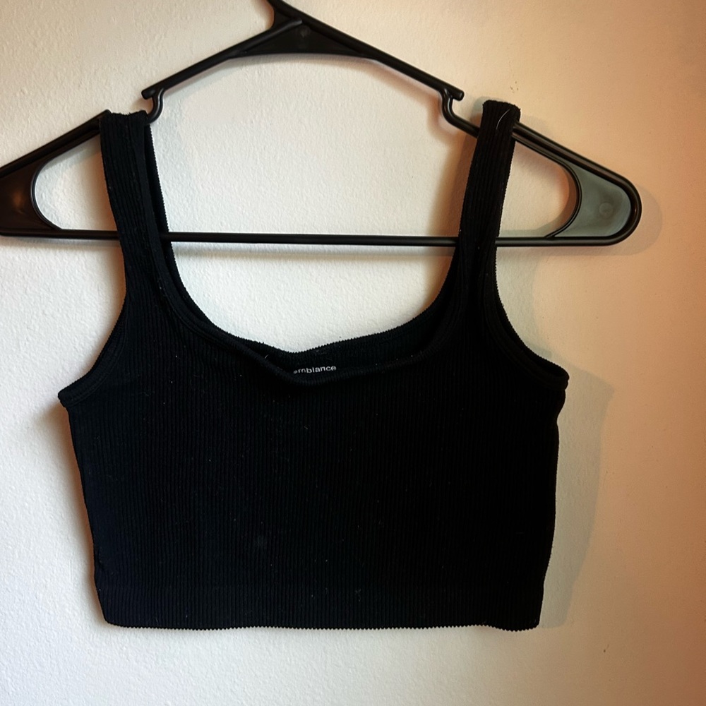 Ambiance Black Ribbed Tank Top